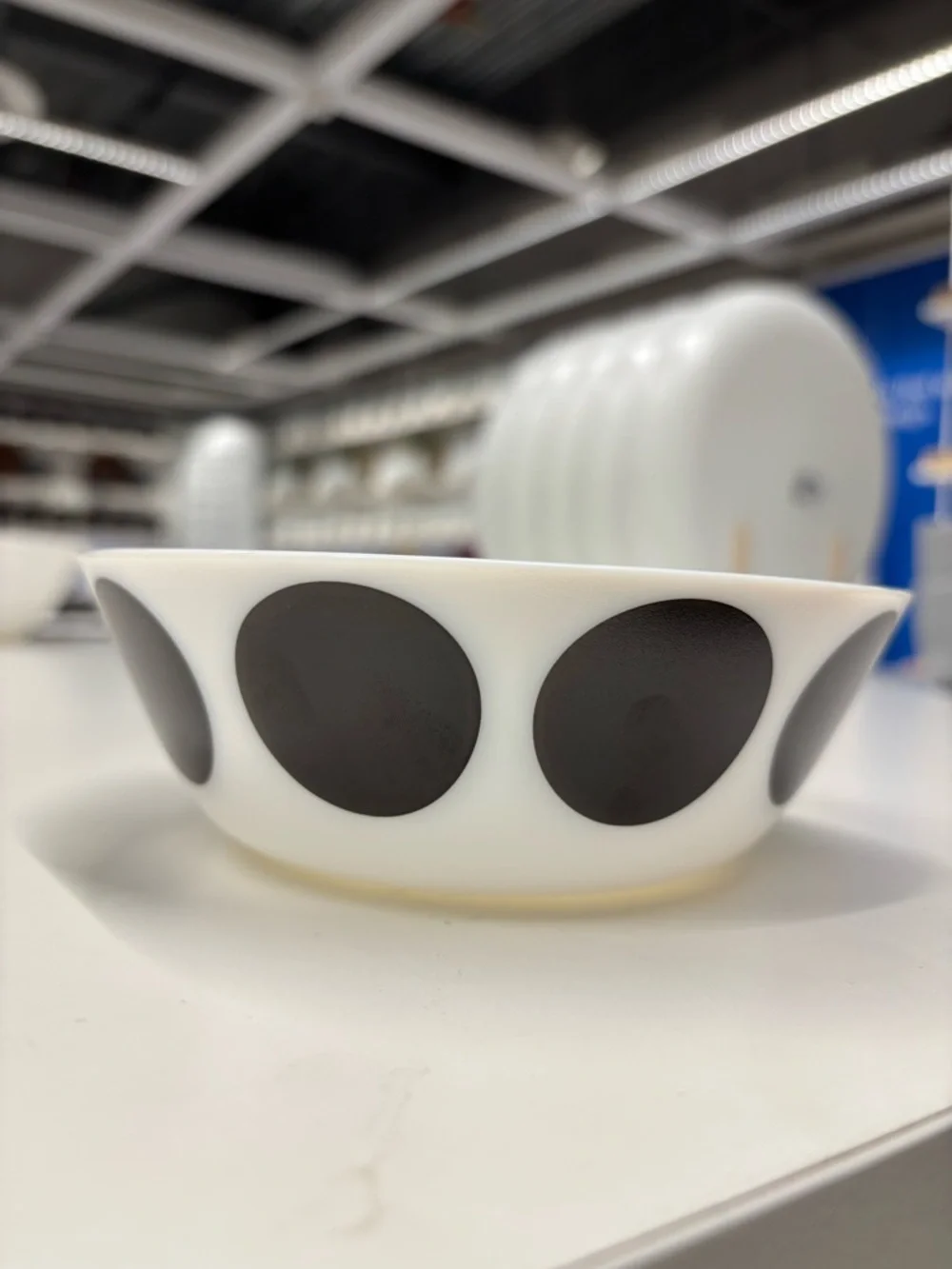 5 IKEA White Ceramic cereal soup food bowls with Black Dot Pattern new